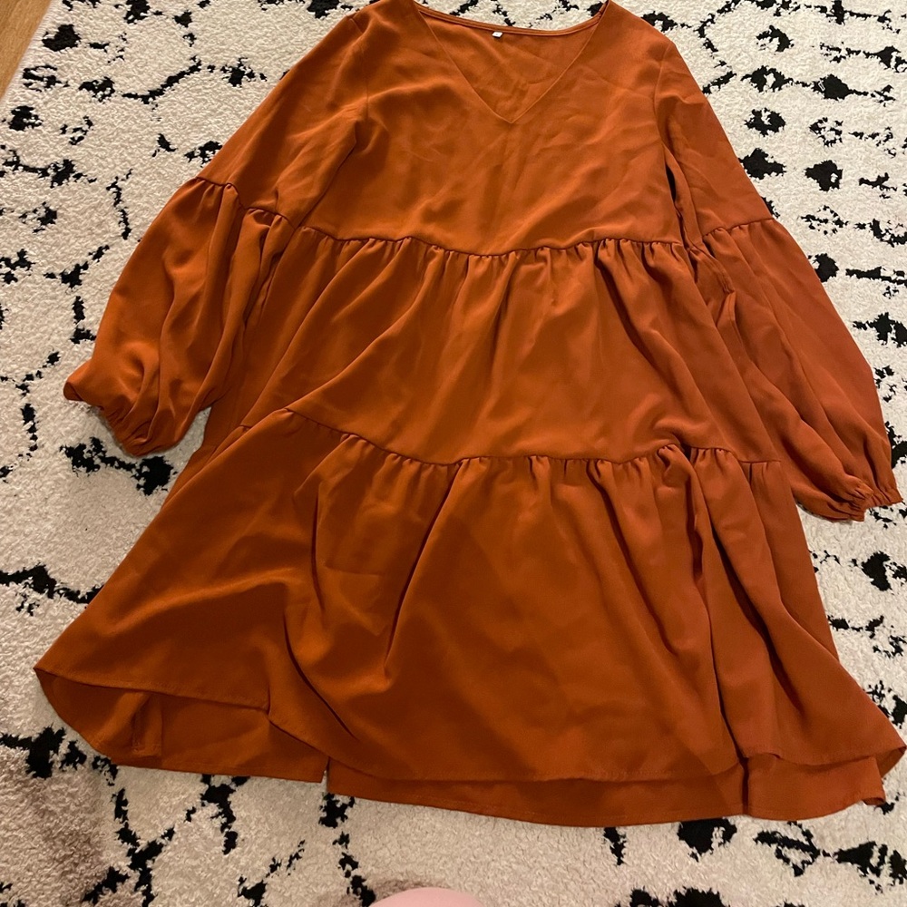 Womens Tunic Dress Long Sleeve V Neck - Picture 5 of 6
